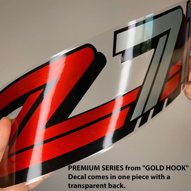 GOLD HOOK Z71 Decals Stickers Chevy Silverado GMC Sierra - F (1999-2000) Bed Side 1500 2500 HD (Set of 2) Premium Series (Metallic Finish) - Image 4